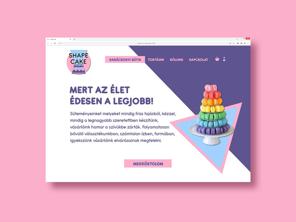 Tanfolyami feladat részeként weboldalt terveztem egy képzeletbeli Shape Cake nevű cukrászdának – Niczkó Zsuzsanna / webtipo.hu
