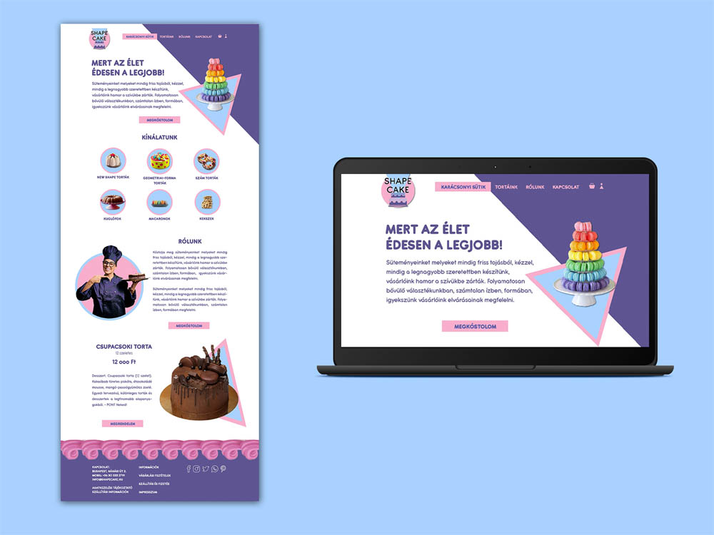Tanfolyami feladat részeként weboldalt terveztem egy képzeletbeli Shape Cake nevű cukrászdának – Niczkó Zsuzsanna / webtipo.hu